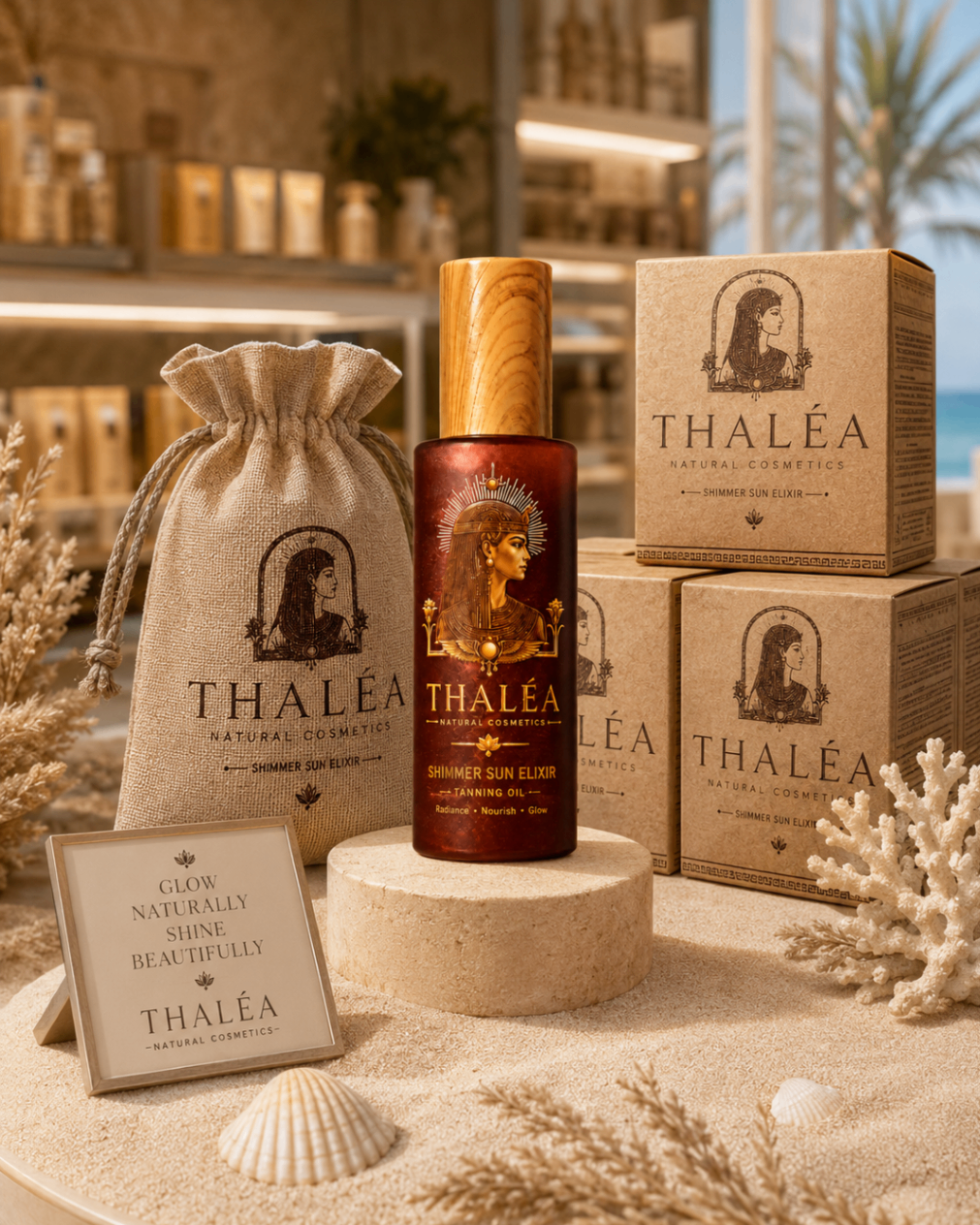 Thaléa Shimmer Sun Elixir red open gift box