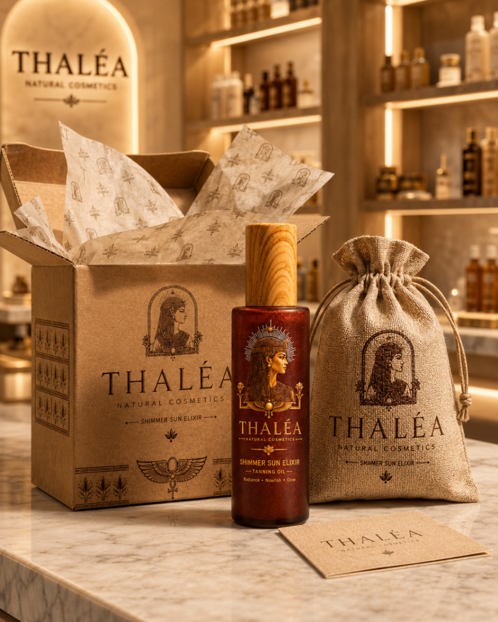 Thaléa Shimmer Sun Elixir red ritual display